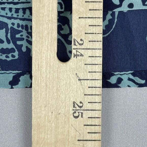 Lucky Brand Chiffon Short Sleeve Blouse Women's Small Blue Elephant Pattern Boho - Picture 10 of 13